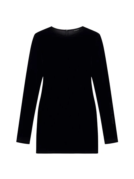 VESTITO CORTO A MANICHE LUNGHE DONNA NERO