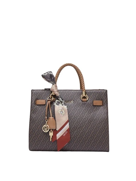 BORSA A MANO CON FOULARD DONNA MARRONE