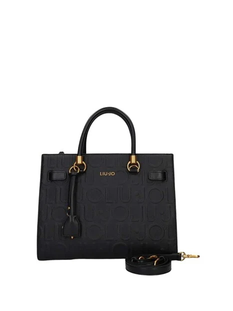 BORSA A MANO LOGO FRONTALE DONNA NERO