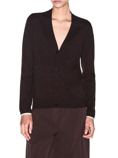 MAGLIA CARDIGAN CON SCOLLO A V DONNA MARRONE