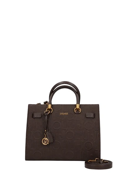 BORSA A MANO LOGO FRONTALE DONNA MARRONE