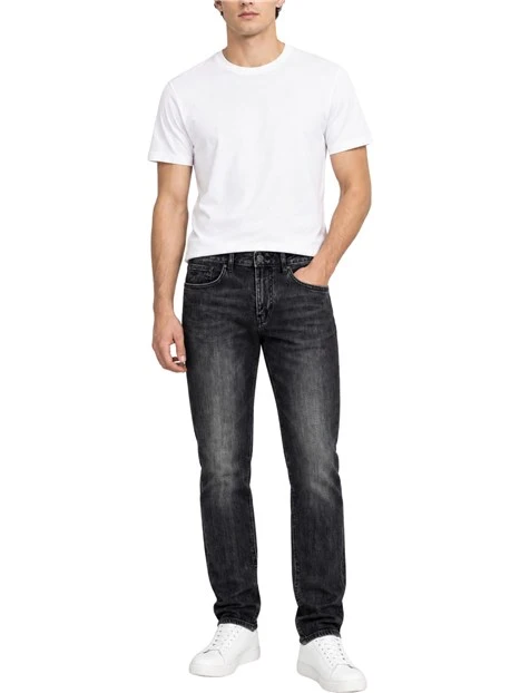 JEANS SKINNY IN DENIM VISSUTO UOMO NERO