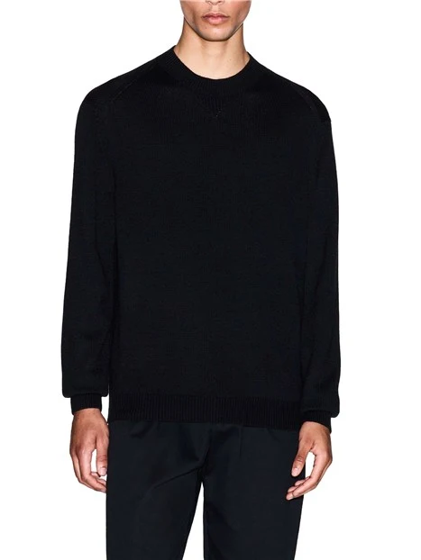 MAGLIONE GIROCOLLO IN COTONE UOMO NERO