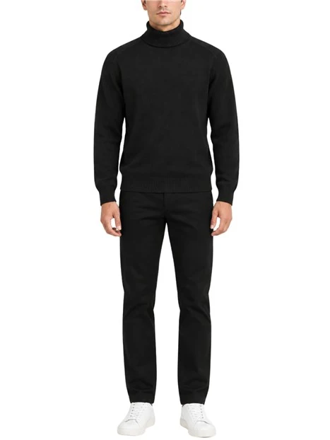 MAGLIA DOLCEVITA IN COTONE E LANA UOMO NERO