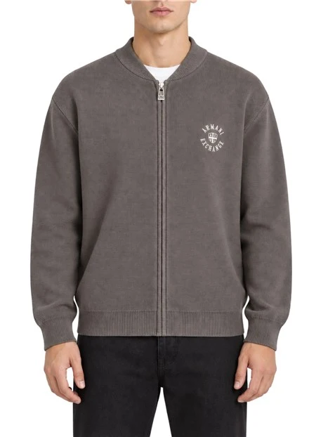 CARDIGAN CROSSOVER CON ZIP UOMO TORTORA