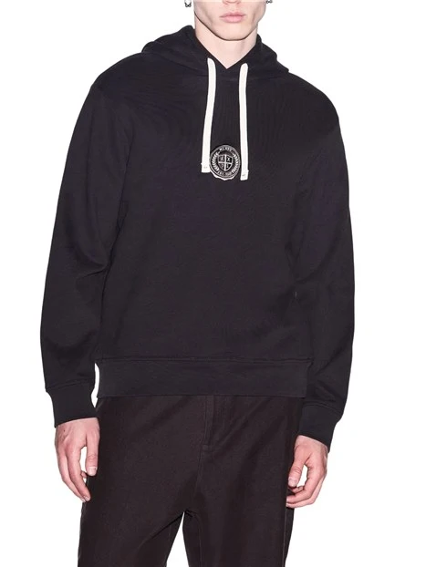 FELPA GIROCOLLO IN COTONE CON CAPPUCCIO UOMO LICORICE