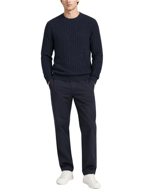 MAGLIA GIROCOLLO CON LAVORAZIONE A RILIEVO CHAIN UOMO BLU