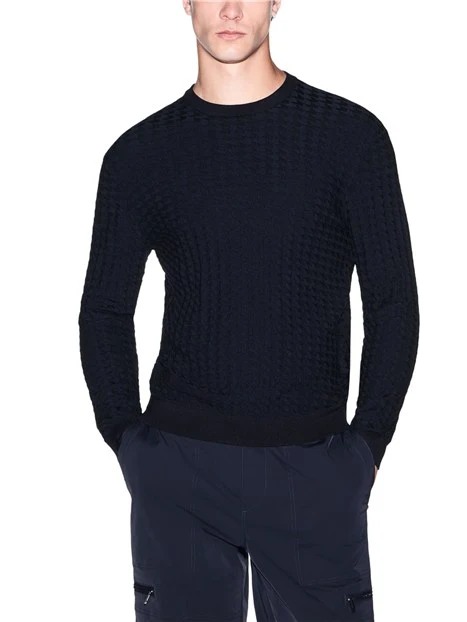 MAGLIA GIROCOLLO CON LAVORAZIONE A RILIEVO ARROW UOMO BLU