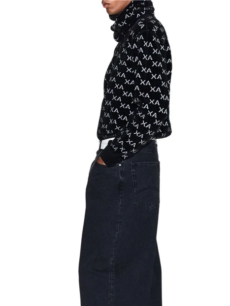 MAGLIA GIROCOLLO CON FANTASIA UOMO NERO