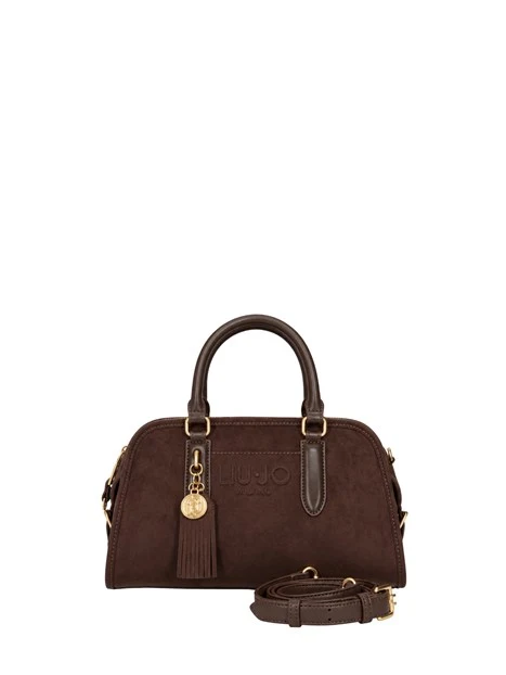 BORSA A MANO A BAULETTO EFFETTO SUEDE DONNA MARRONE