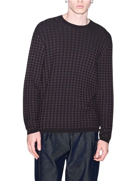 MAGLIA GIROCOLLO CON MOTIVO PIED DE POULE UOMO NERO