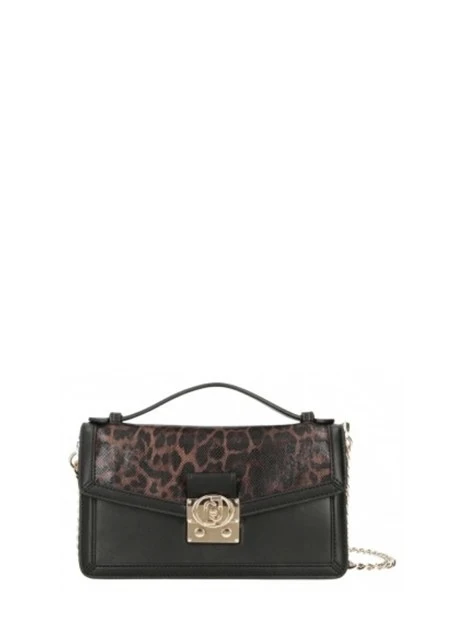 BORSA A TRACOLLA CON PATTA ANIMALIER DONNA MARRONE