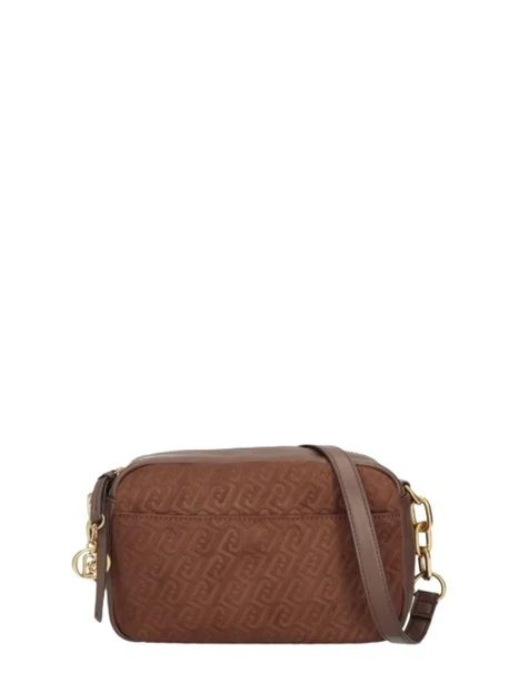 BORSA A TRACOLLA CAMERA BAG IN ECOCAMOSCIO DONNA MARRONE