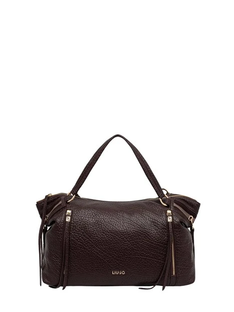 BORSA A SPALLA SATCHEL EFFETTO BOTTALATO DONNA BORDEAUX