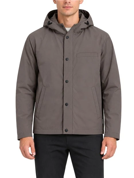 GIACCA IMPERMEABILE CASUAL CON CAPPUCCIO UOMO TORTORA