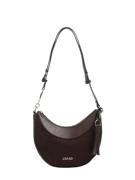 BORSA A SPALLA HOBO IN ECOCAMOSCIO TRAPUNTATO DONNA BORDEAUX