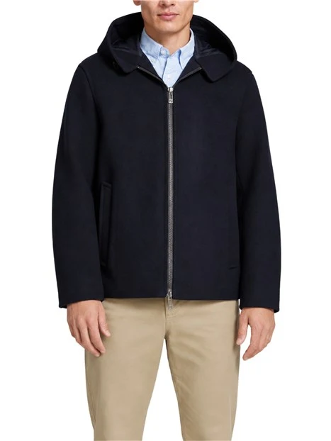 GIACCA CON CAPPUCCIO E CHIUSURA A ZIP UOMO BLU