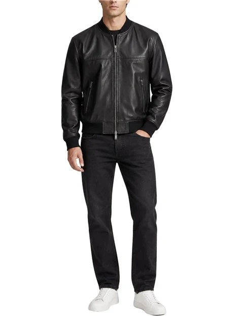 GIACCA BOMBER IN PELLE CON ZIP UOMO NERO