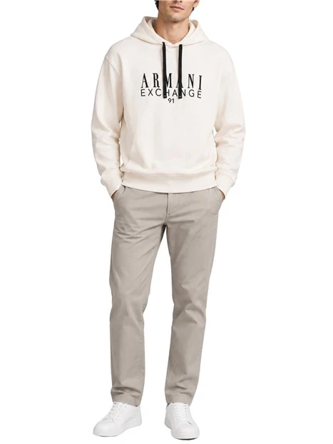 FELPA CON CAPPUCCIO REGULAR FIT UOMO BIANCO
