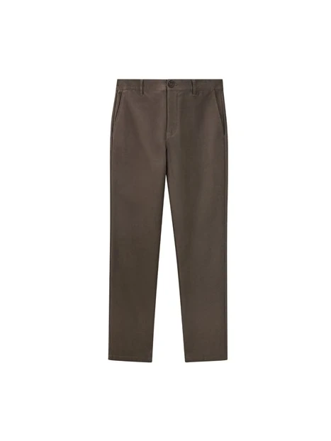 PANTALONI CHINO IN COTONE ELASTICIZZATO UOMO MARRONE