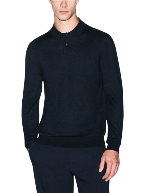 POLO A MANICA LUNGA E CHIUSURA COLLETTO CON BOTTONI UOMO BLU SCURO