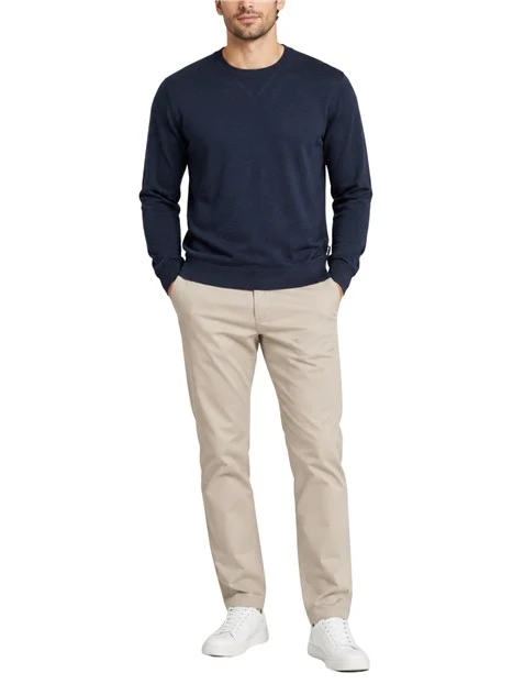 MAGLIA GIROCOLLO IN LYOCELL E LANA UOMO BLU NAVY