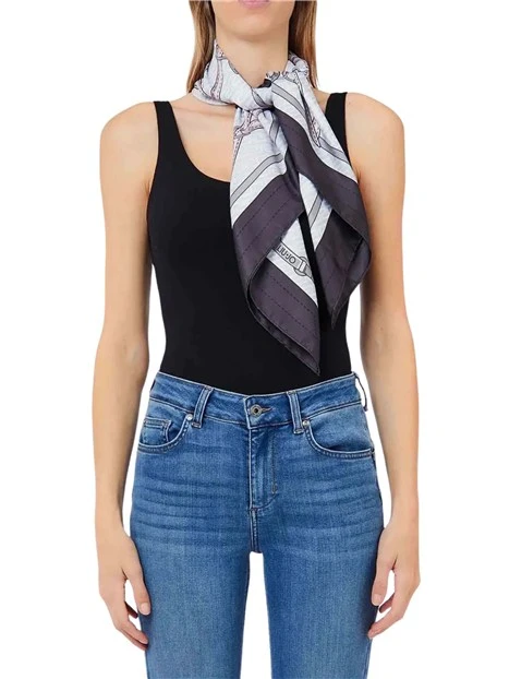 FOULARD GRANDE CON LOGO MONOGRAM LIU JO DONNA NERO