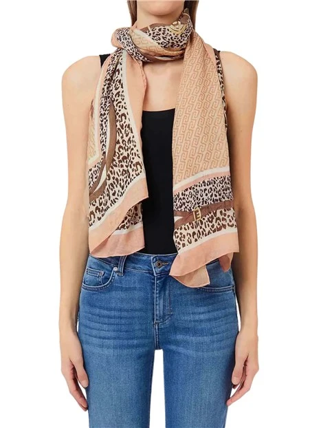 STOLA ANIMALIER CON CINTURINI DONNA ROSA
