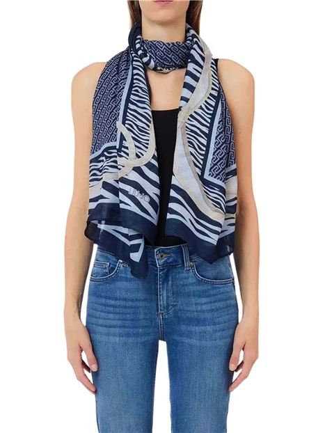 STOLA ANIMALIER CON CINTURINI DONNA BLU