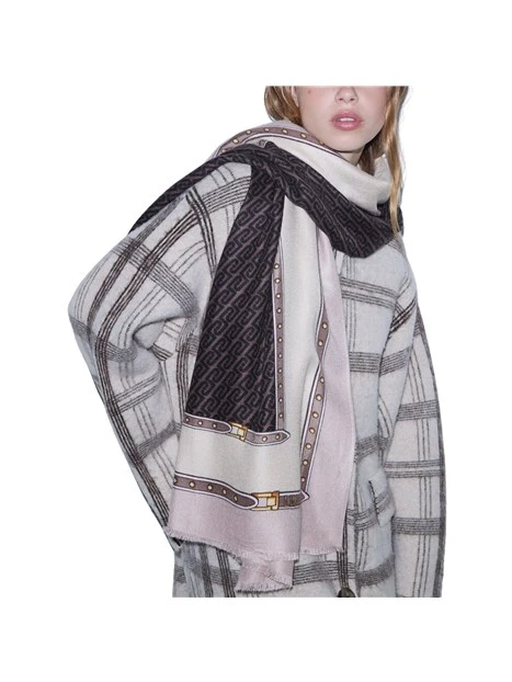 STOLA CON LOGO MONOGRAM E FIBBIE DECORATIVE DONNA ROSA