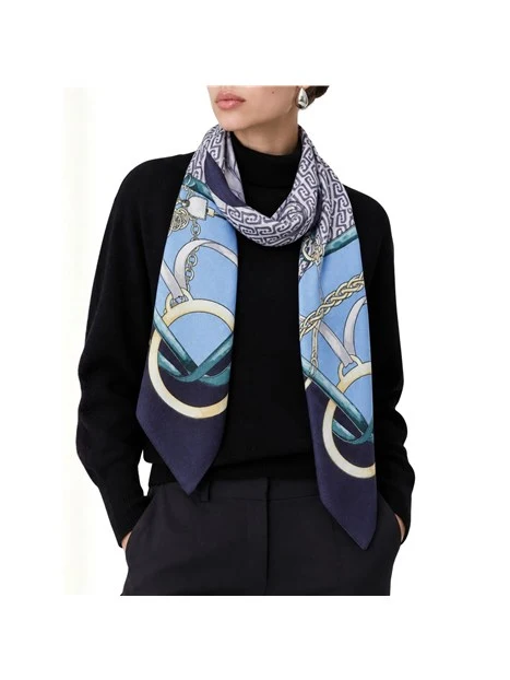 FOULARD GRANDE CON STAMPA DONNA BLU