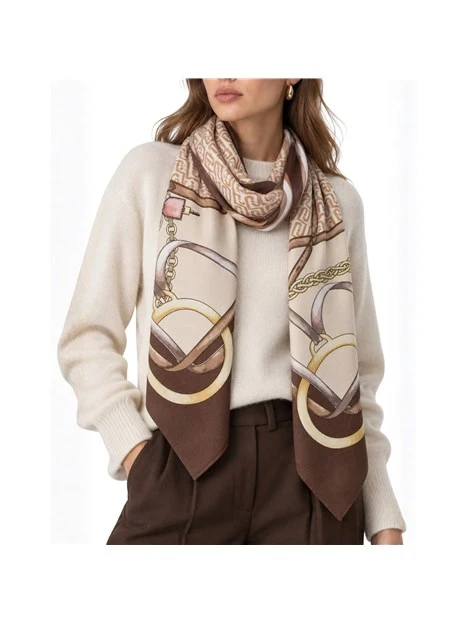 FOULARD GRANDE CON STAMPA DONNA MARRONE