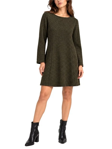 VESTITO CORTO IN TESSUTO OPERATO DONNA VERDE