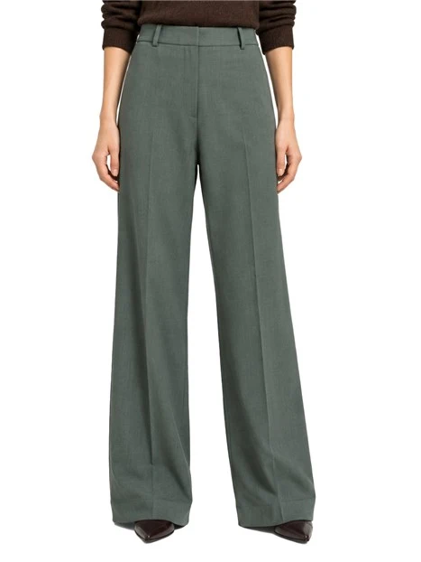 PANTALONI PALAZZO CON PIEGA STIRATA E TASCHE A FILETTO DONNA VERDE