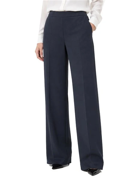 PANTALONI PALAZZO FODERATI  CON ELASTICO IN VITA DONNA BLU  SCURO