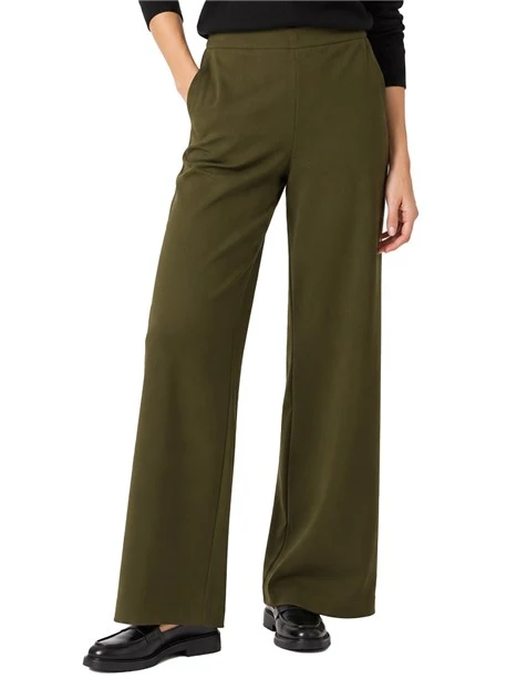 PANTALONI PALAZZO IN TESSUTO MISTO LANA DONNA VERDE