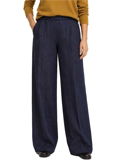 PANTALONI PALAZZO IN MISTO LANA SPIGATO DONNA BLU
