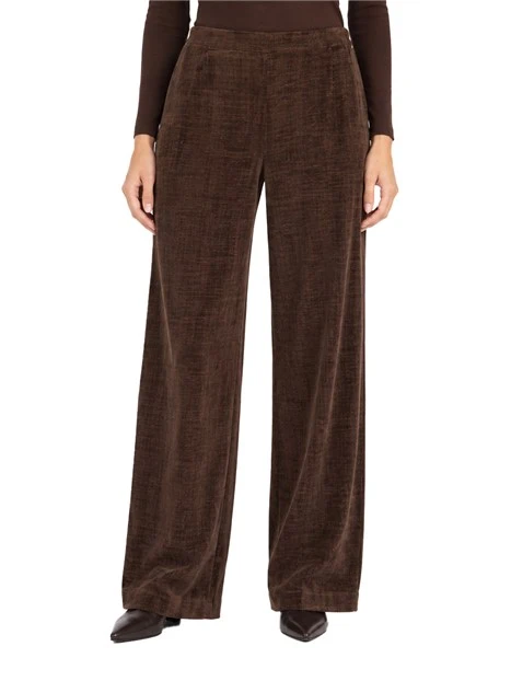 PANTALONI PALAZZO MORBIDI IN CINIGLIA DONNA MARRONE