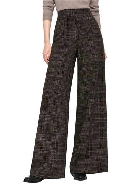 PANTALONI PALAZZO EFFETTO TWEED DONNA MARRONE