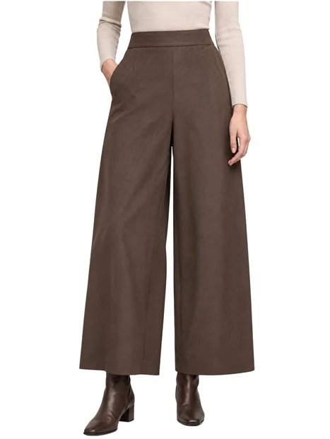 PANTALONI CROPPED SCAMOSCIATI DONNA MARRONE