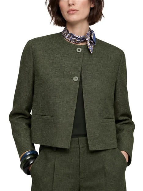 GIACCA CORTA CON TASCHE A TOPPA DONNA VERDE