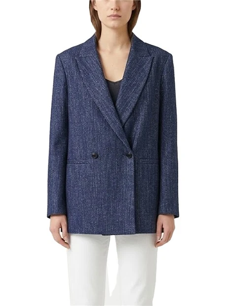 BLAZER DOPPIOPETTO CON AMPIO REVER DONNA BLU