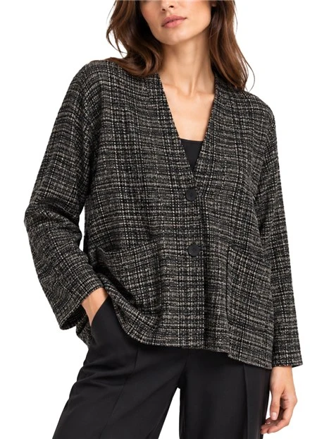 CARDIGAN A GIACCA IN TESSUTO MATERICO DONNA NERO