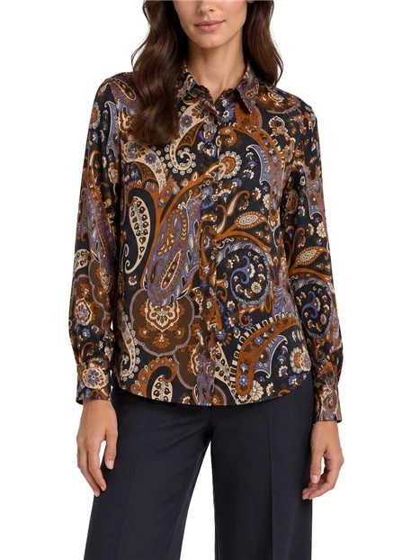 CAMICIA IN SETA  CON STAMPA FANTASIA DONNA BLU
