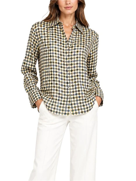 CAMICIA IN SETA  CON STAMPA FANTASIA DONNA BEIGE