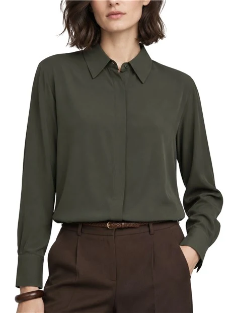 CAMICIA IN MISTO SETA CON ARRICCIATURA SUL RETRO DONNA VERDE