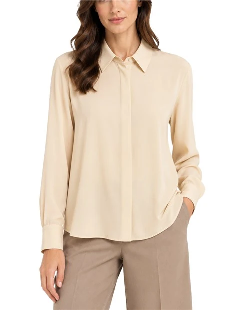 CAMICIA IN MISTO SETA CON ARRICCIATURA SUL RETRO DONNA BEIGE