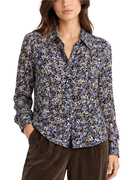 CAMICIA IN VISCOSA CON FANTASIA STAMPATA DONNA AZZURRO