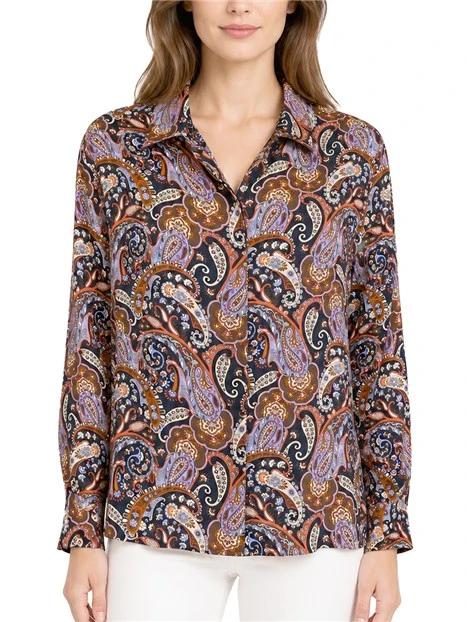 CAMICIA IN VISCOSA CON FANTASIA STAMPATA DONNA BLU