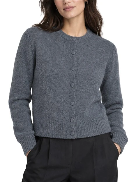CARDIGAN CORTO GIROCOLLO DONNA GRIGIO